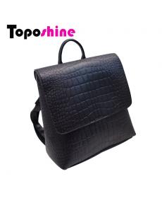 Toposhine Neue Pu Leder Quadrat Alligator Damen Rucksack Solide Einfache Schul Designer Rucksack Hübsche