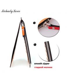 Mode Damen Geldbörse ultradünne FettLeder Damenmappen 17 Kartenhalter Geldbörsen Lange Designer