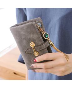 MFS neue Mode Damen Geldbörsen Kordelzug NubukLeder Reißverschluss Geldbörse Damen kurze Design Geldböse