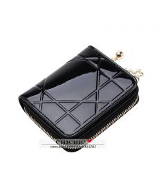 LackLeder Damen Kurze Geldbörsen Damen Kleine Brieftasche Reißverschluss Geräumige Geldbörse