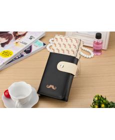 Carteira feminina Glatte Pu Leder Brieftasche Niedliche Mustaches Muster Geldbörse Clutches Geldbörse Karten