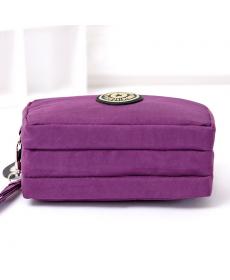 Neue Mode tragbare gewaschen Denim Make up Tasche Geldbörse Mini Tasche mit drei Reißverschluss Damen