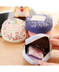 1 stück 4 Farben Vintage Damen Mädchen Kid Baby Lagerung nette Blumen Floral Münze Runde Leinwand