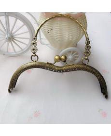 neue 18,5 cm Bogen Handtasche Handtasche Metallrahmen Kuss Schließe Sperre Mit Griff Muster Geschnitzt