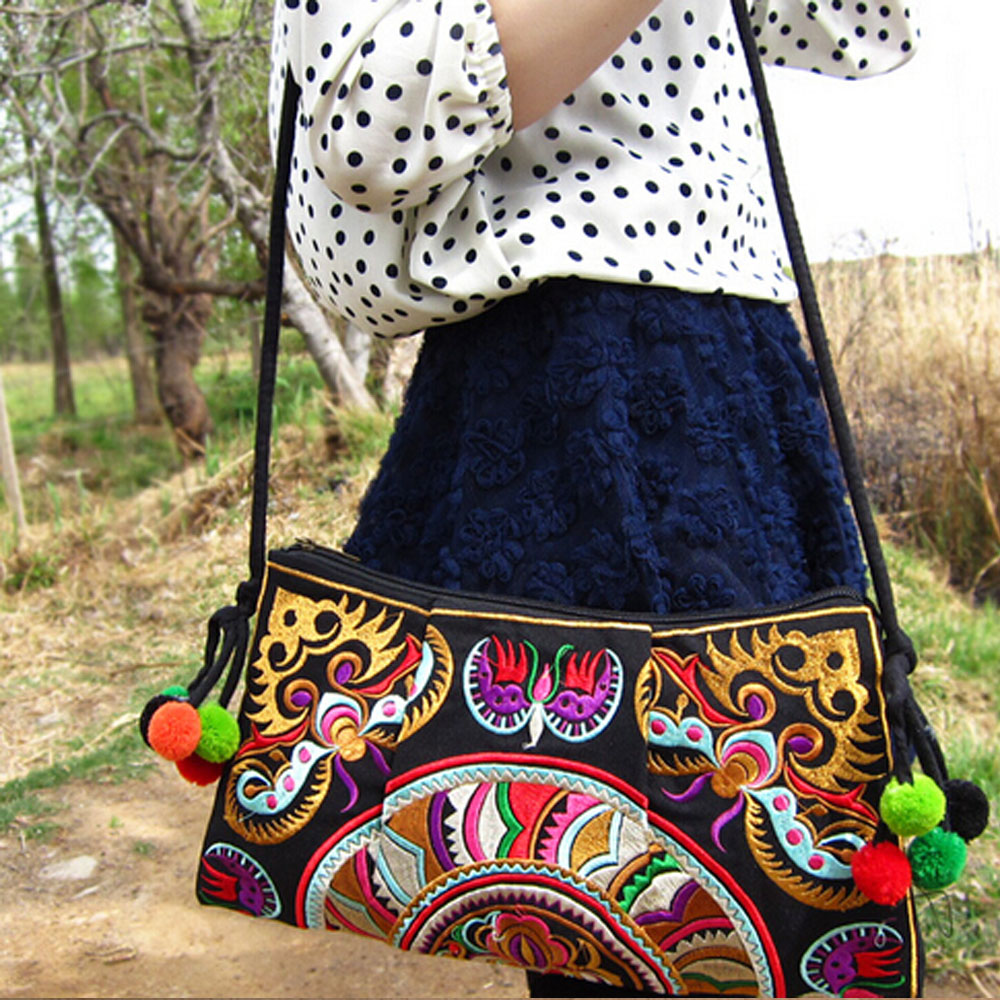 heißer verkauf Bestickte Taschen Nationalen trend handgefertigten stoff stickerei schulter kreuzkörper Damen