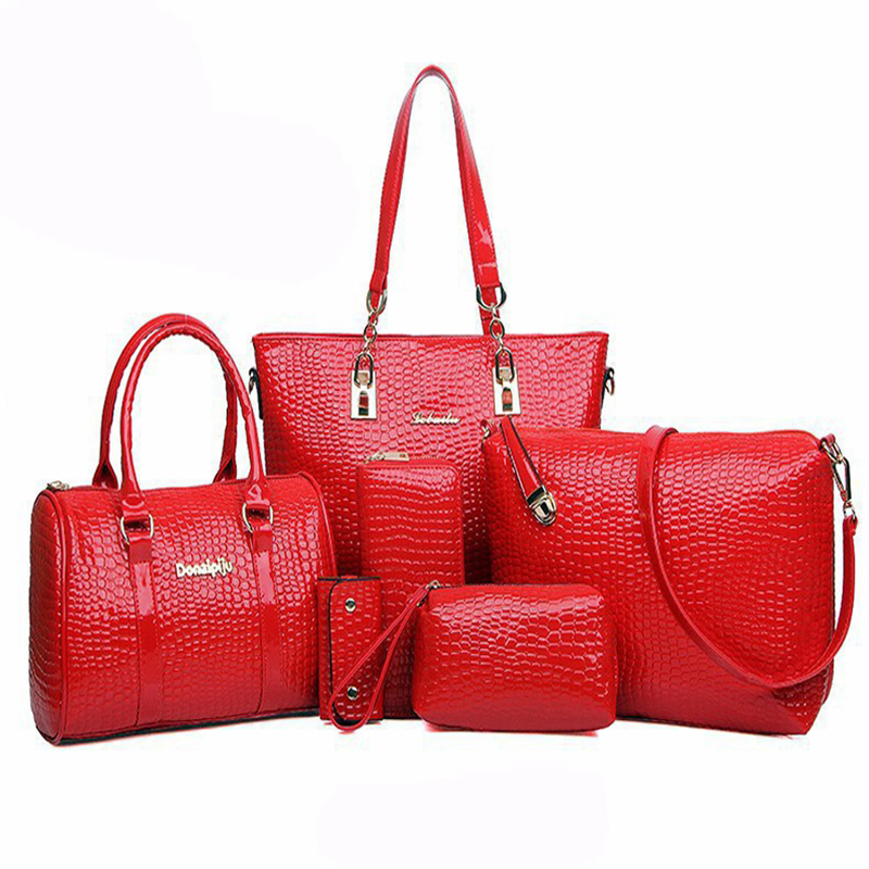 6 Beutel Krokoprägung Damen Tasche Stein Damen Handtasche Pu Leder Umhängetasche Damen Messenger Bags Damen