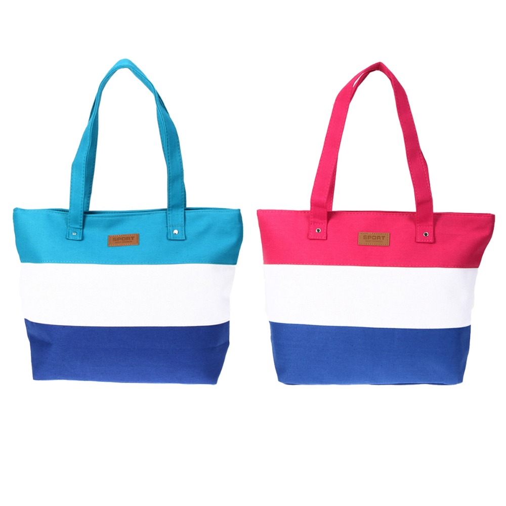 Damen Damen Streifen Leinwand Umhängetasche Neue Heiße Umhängetasche Sommer Strand Handtasche Taschen