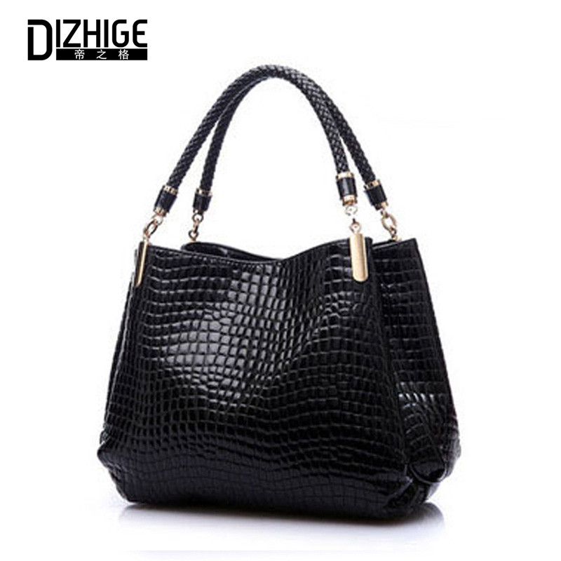 Großen Neuen Damen Schultertasche Alligator Damen Leder Damen Handtaschen Von Bekannten Marken Schwarz