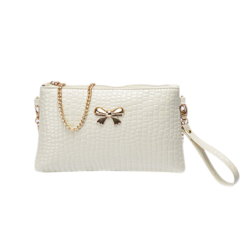 Neue Damen Kette PU kleine Umhängetasche Bogen Dekoration Clutch Tasche Taschen