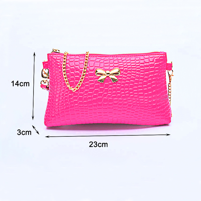 Neue Damen Kette PU kleine Umhängetasche Bogen Dekoration Clutch Tasche Taschen