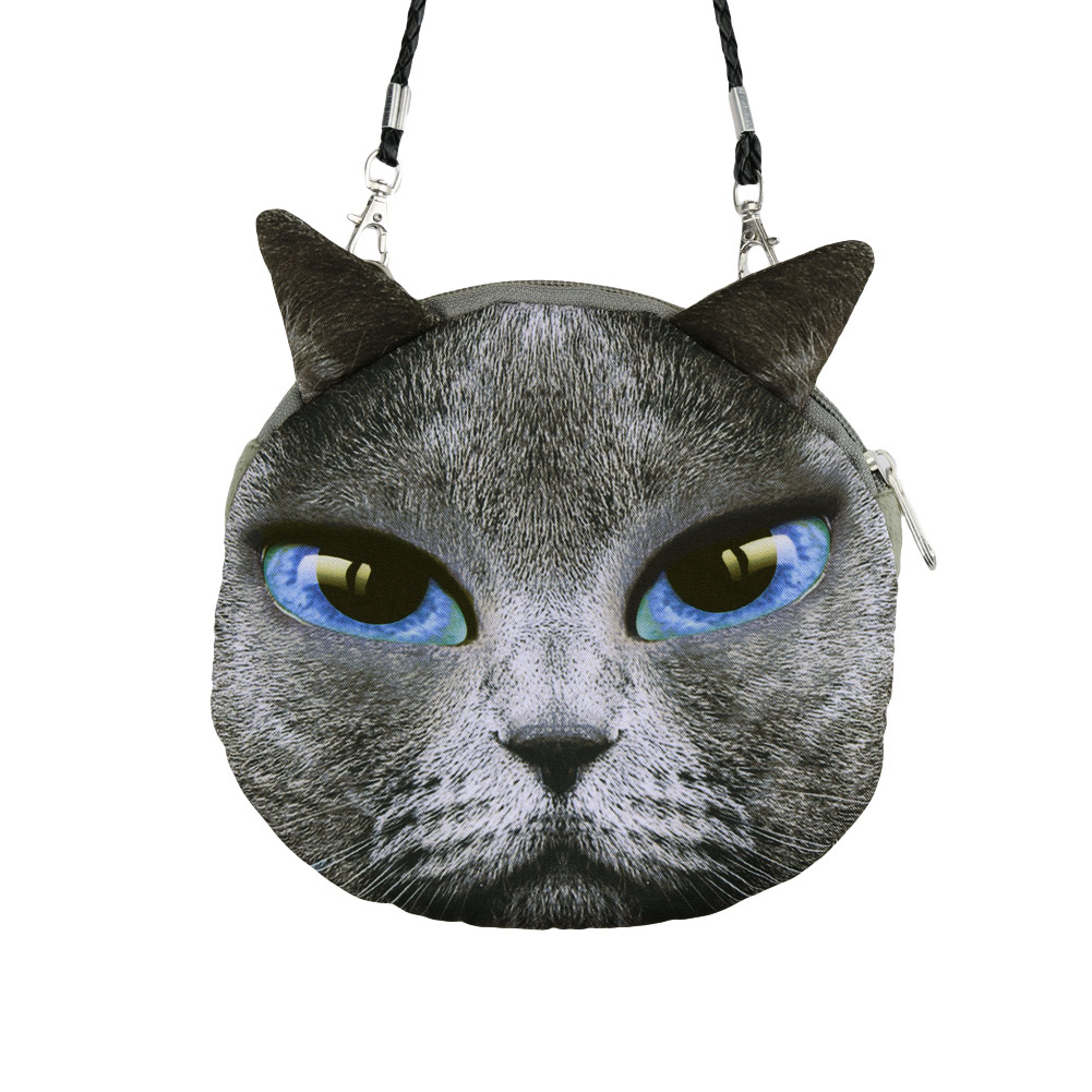 Damen niedlichen mini Tasche katze gesicht cartoon drucken Umhängetasche Reißverschluss crossbody Tasche