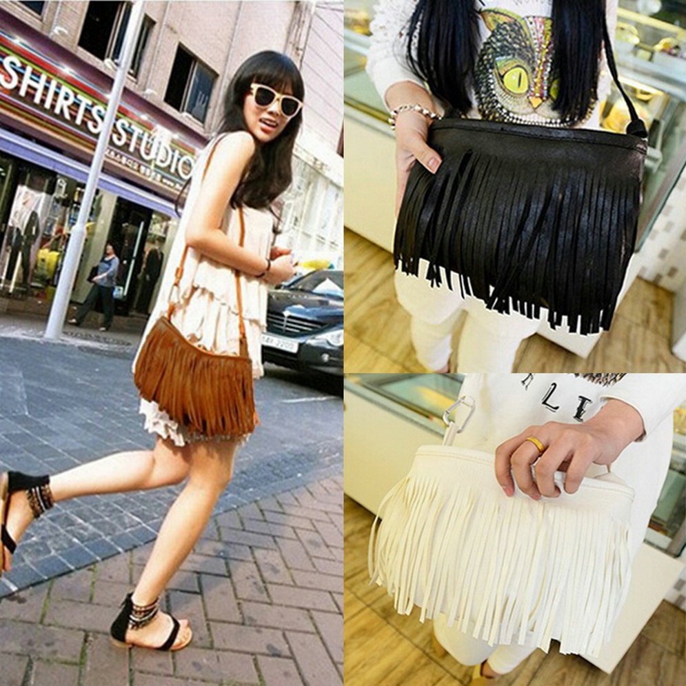 Mode Damen Punk Satchel Quaste Suede Fringe Shoulder Messenger Umhängetasche Damen Mini Kleine Lässige Pu Leder