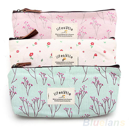 Neue Blume Floral Bleistift feder Kasten kosmetische Make Up WerkzeugTasche Aufbewahrungstasche Geldbörse