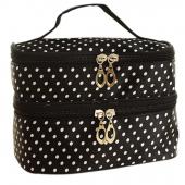 Doppel deck Damen Mode Kosmetiktasche Große Reise Dessous Bh Unterwäsche Dot Taschen Make Up Toiletry