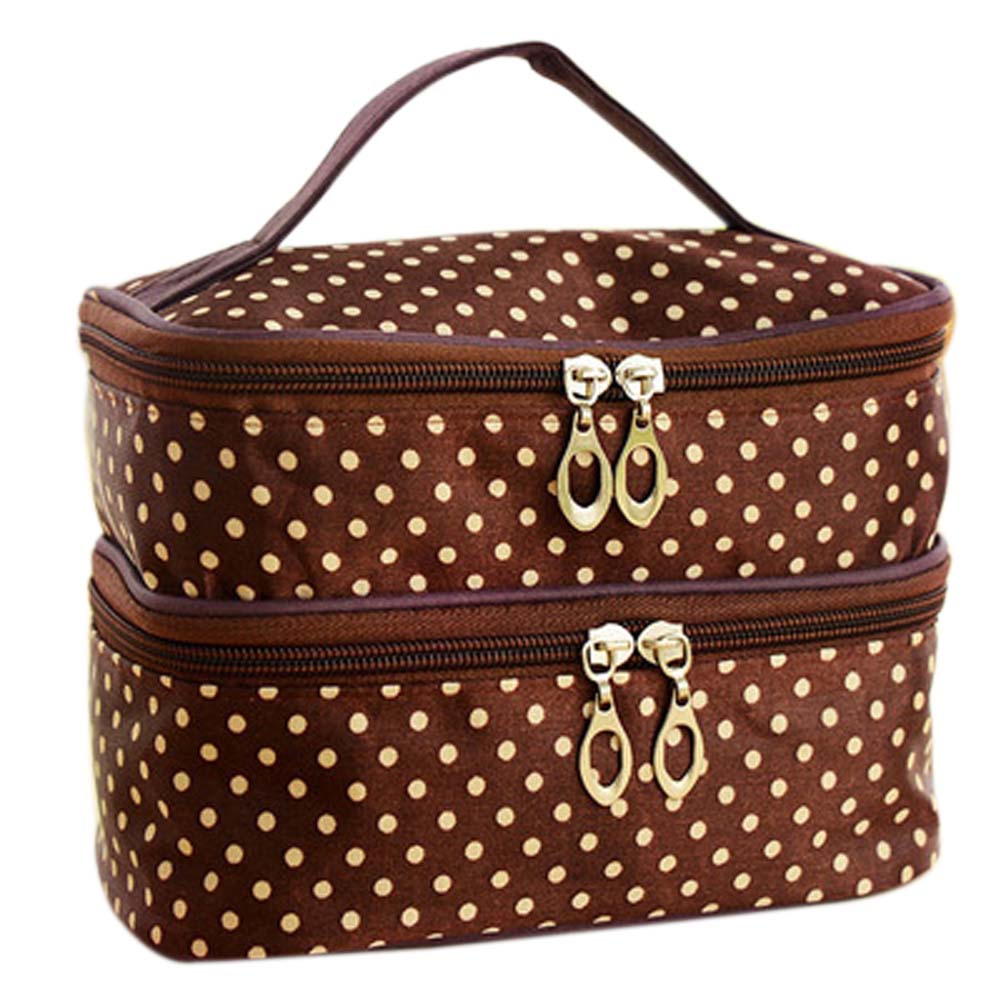 Doppel deck Damen Mode Kosmetiktasche Große Reise Dessous Bh Unterwäsche Dot Taschen Make Up Toiletry