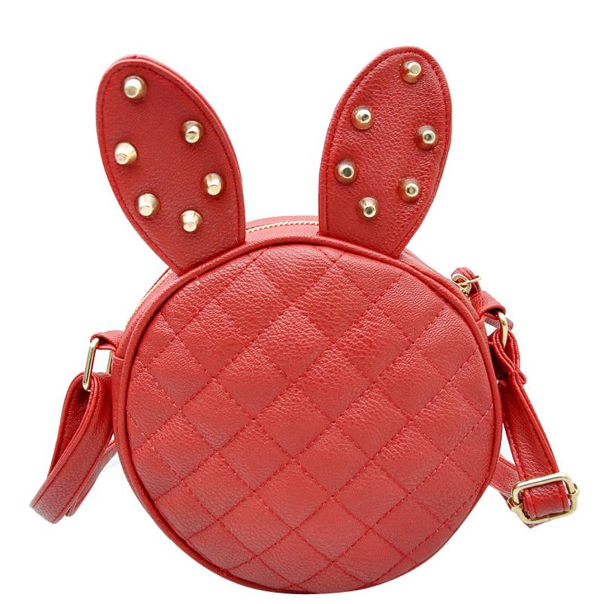 Empfindliche Neue Damen Mädchen Sommer Niedlichen Kaninchen Ohr Runde PU Leder Körper Mini Schulter