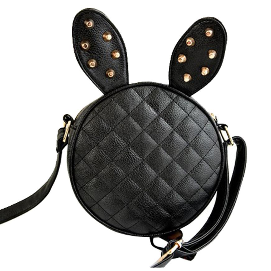 Empfindliche Neue Damen Mädchen Sommer Niedlichen Kaninchen Ohr Runde PU Leder Körper Mini Schulter