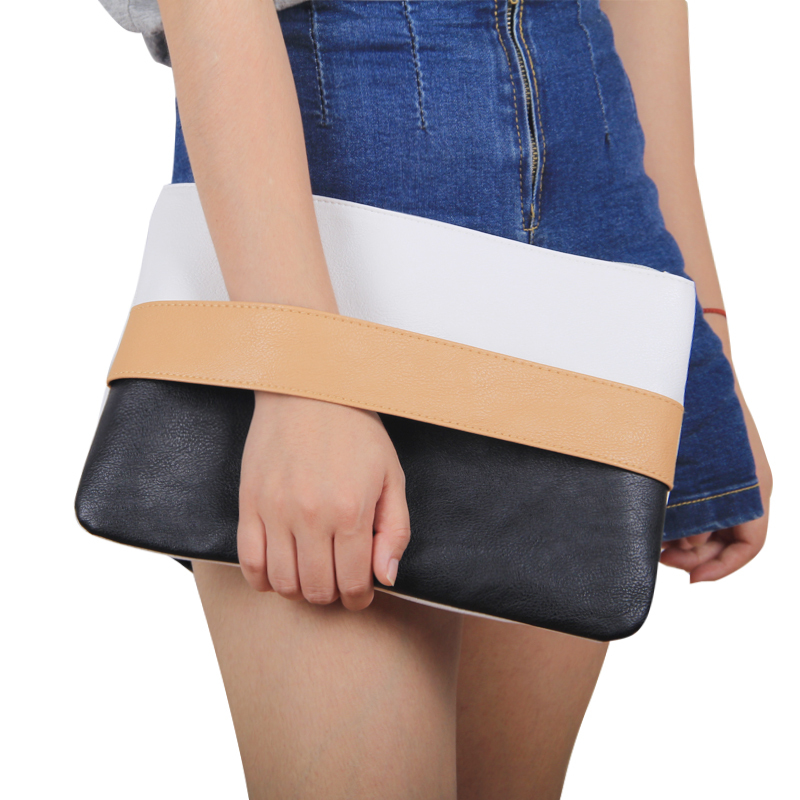 Mode Damen Handtasche Solide Patchwork Dame Tageskupplungen Neue Mode Weichen Mädchen Zipper Packet Mode Kurzen