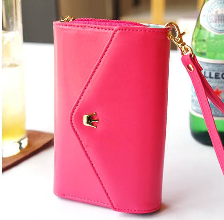 Damen Mode Taschen iPhone Geldbörse Münzfach Armband Beutel PU Leder Zip Wallet