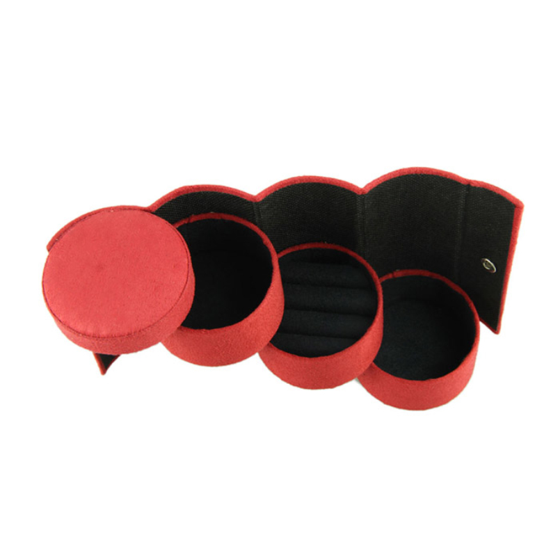 Ausgezeichnete Qualität Erstaunlich New Schmuckschatulle Klapp Schmuck Display Sarg Organizer Flanell Runde Tragbar