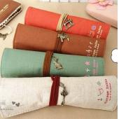 Vintage bleistift rollen Eleganten Stil make up Damen mädchen Leinwand stift Schminktasche für studenten kind
