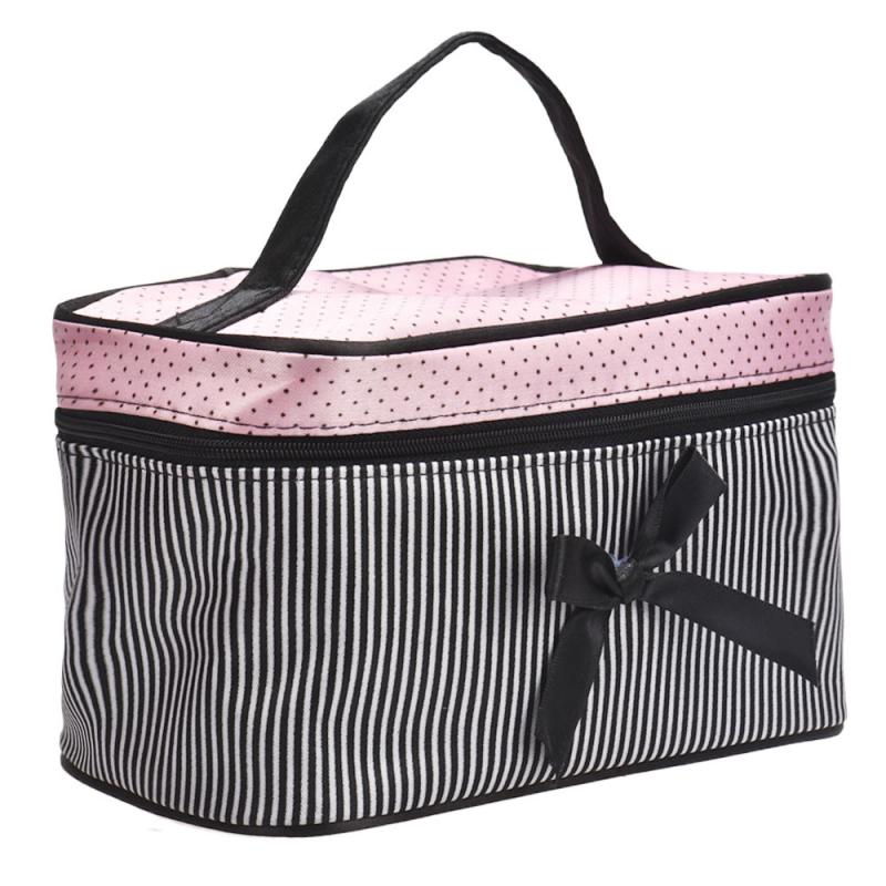 quadrat Bogen Streifen Tragbaren Kosmetiktasche Reise Kosmetiktasche Trousse De Maquillage Necessaire Damen