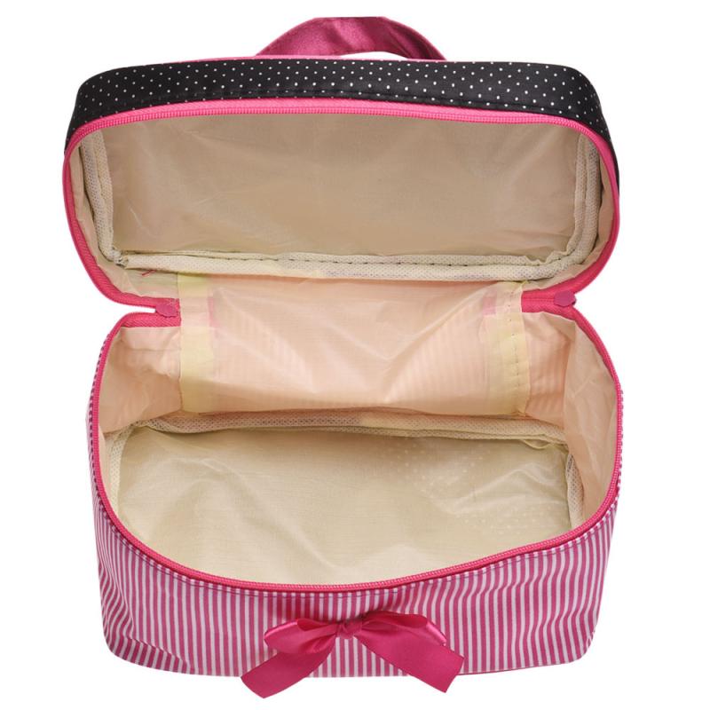 quadrat Bogen Streifen Tragbaren Kosmetiktasche Reise Kosmetiktasche Trousse De Maquillage Necessaire Damen
