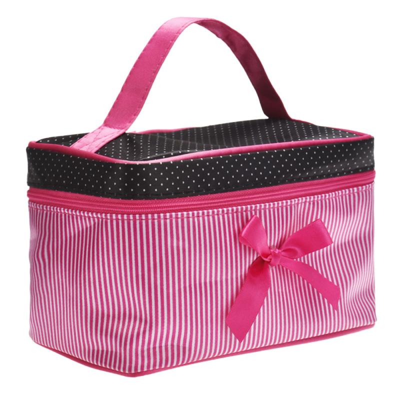 quadrat Bogen Streifen Tragbaren Kosmetiktasche Reise Kosmetiktasche Trousse De Maquillage Necessaire Damen