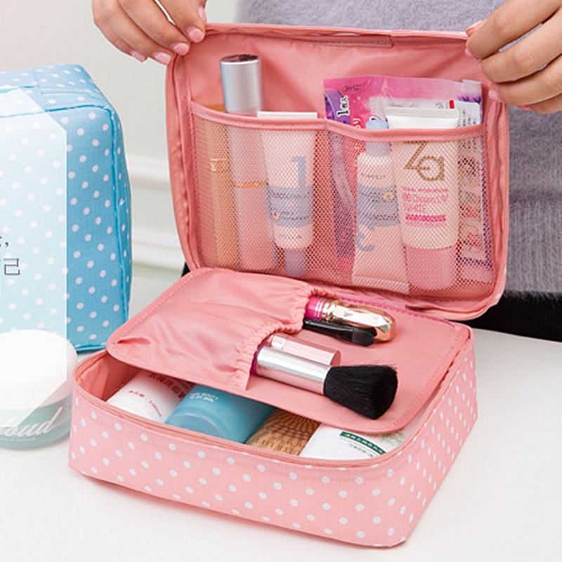 neuankömmling große kapazität Kosmetiktasche korean make up Tasche dot Damen Handtasche portable