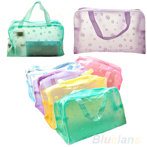 Blumendruck Transparent Wasserdicht Make up Kosmetiktasche Reisewaschbeautycase Toiletten bade Tasche