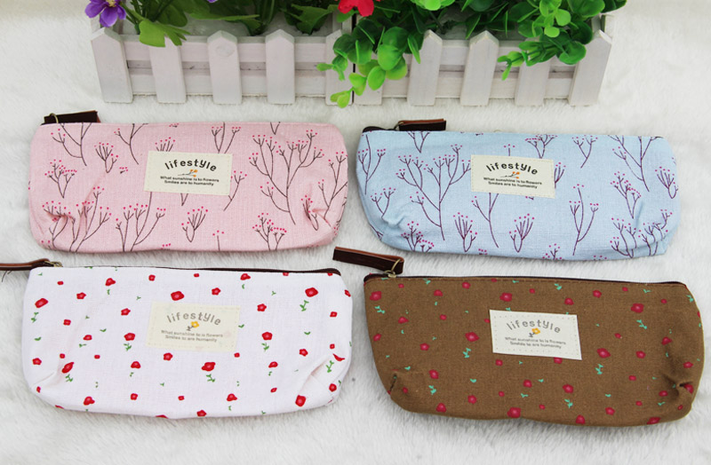 neue Blumenblumen Bleistift Kugelschreiber LeinenTasche Kosmetik Werkzeug Tasche Aufbewahrungstasche Geldbörse