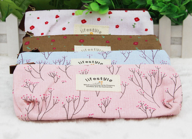 neue Blumenblumen Bleistift Kugelschreiber LeinenTasche Kosmetik Werkzeug Tasche Aufbewahrungstasche Geldbörse