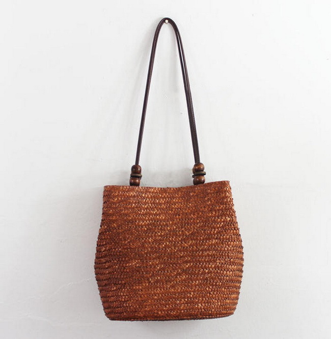 neue Vintage Damen Handtasche Mode Einkaufstasche Strandtasche Vintage Lässig Eimer Straw Tote Bag Sommer