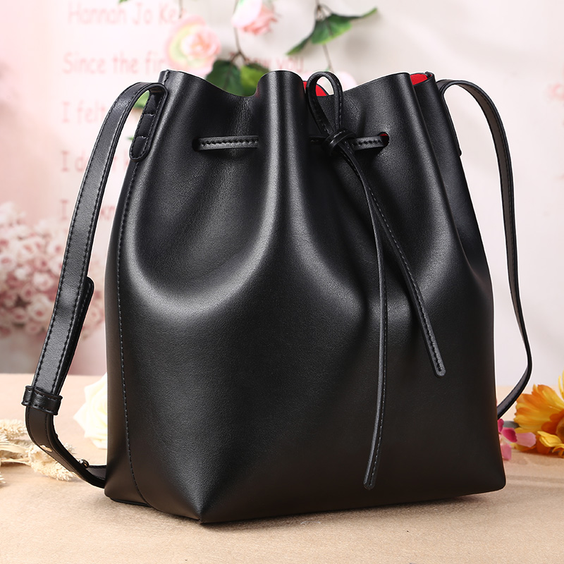 neue Damen Umhängetasche tunnelzug eimer Tasche hochwertigen pu Leder Handtasche mit logo bedruckt Groß