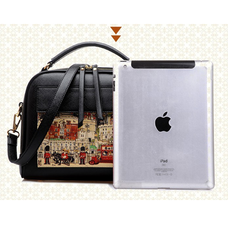 Damen Messenger Taschen Fashion PU Damen Leder Handtaschen öl Bild Muster Medium Umhängetasche Weibliche