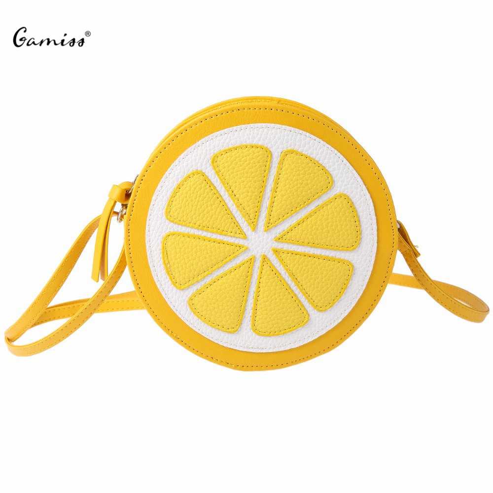Neuankömmling Schulter Dual Zweck Mini Taschen Damen Runde Zitrone Muster Reißverschluss Crossbody Damen