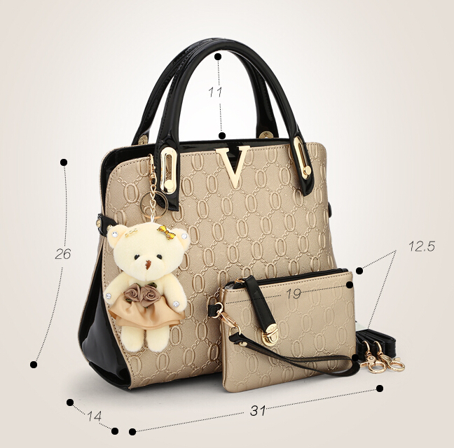 neue mode prägung pu Damen Handtasche gesetzt Qualitäten dame tote bolsa Reißverschluss nieten Luxus