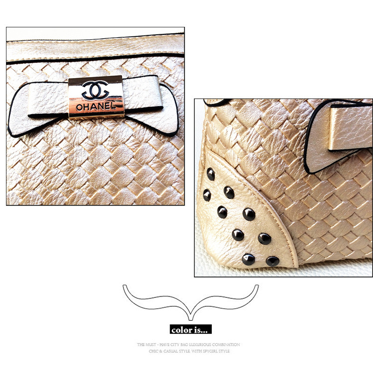 Neuen Damen Leder Handtasche Mode Lingge Schultertasche Kupplung Tote Geldbeutel Hobo Messenger Doppel Metall Bogen