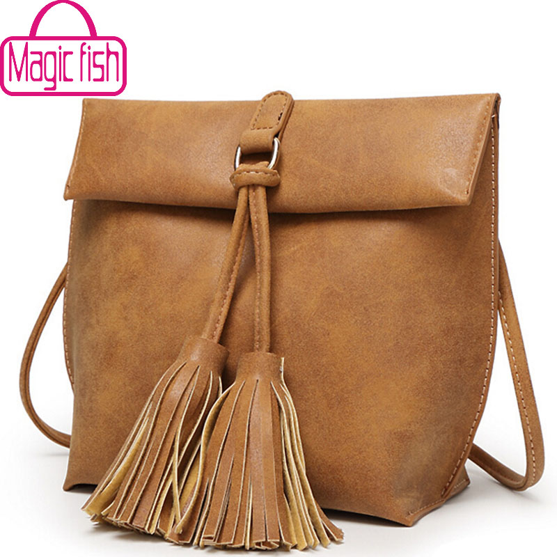 Magie Fisch Damen messenger bags berühmte marken Damen Leder Handtasche Schultertasche Damen quaste Tasche