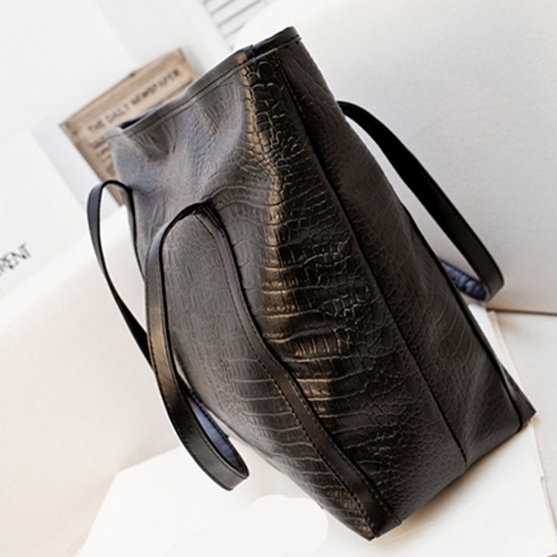 Schwarz Casual Damen Umhängetaschen Pu Leder Weibliche Großen Tragetaschen für Damen Handtasche