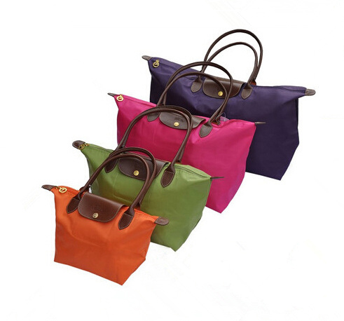 Französisch Marke Damen Lange Nylon Vintage Tote Tasche PU Griff Einkaufs Schulter Handtaschen Folding Schule