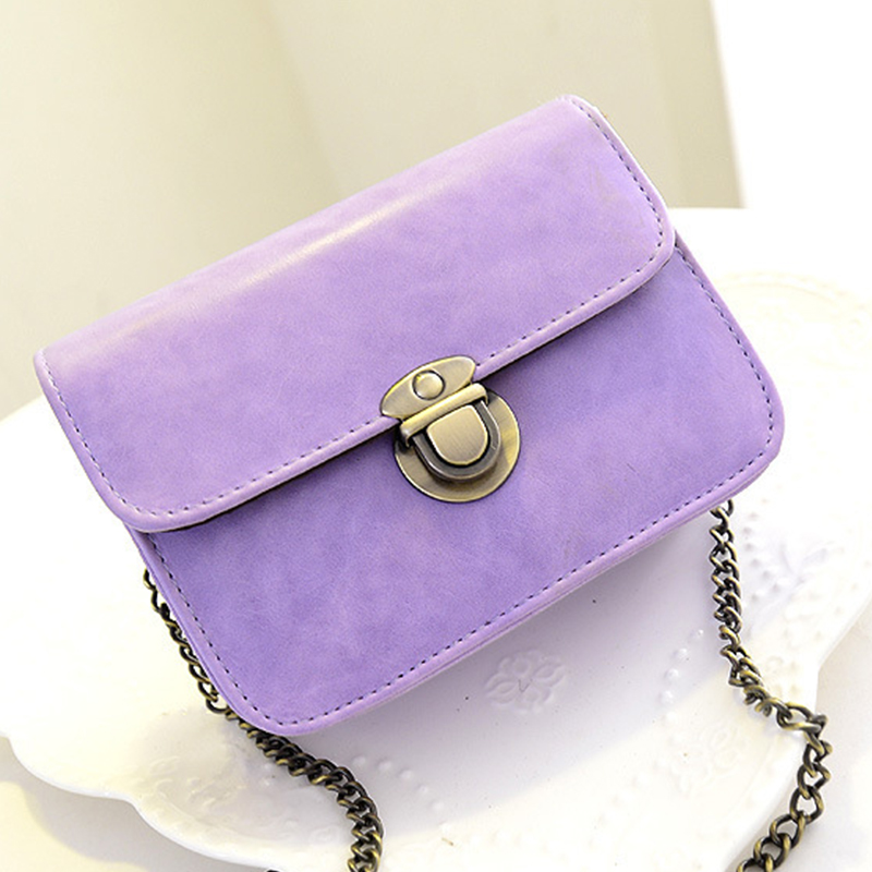 Neue Mode Damen Messenger bags Kette Umhängetasche Pu Leder Candy Farbe Crossbody Mini Tasche Reine Farbe