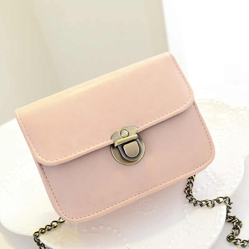 Neue Mode Damen Messenger bags Kette Umhängetasche Pu Leder Candy Farbe Crossbody Mini Tasche Reine Farbe