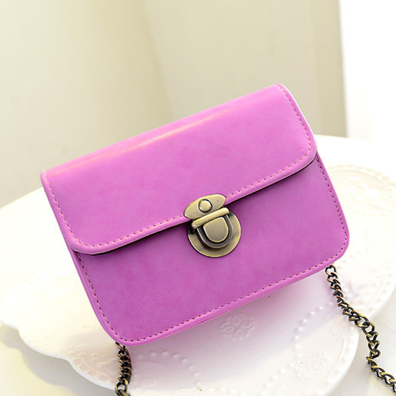 Neue Mode Damen Messenger bags Kette Umhängetasche Pu Leder Candy Farbe Crossbody Mini Tasche Reine Farbe