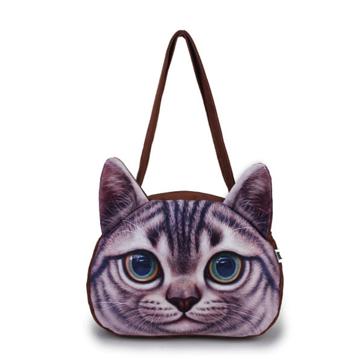 3D Matt Damen Nette Katze Druck Handtaschen Schulter Reißverschluss Polyester Student Handtasche Mädchen