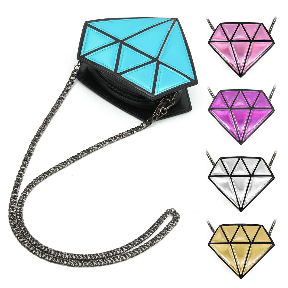 3D Damen Tasche Diamant Form Kleine Schulter Kette Dame Mädchen Messenger Umhängetasche Patchwork Tote Abend