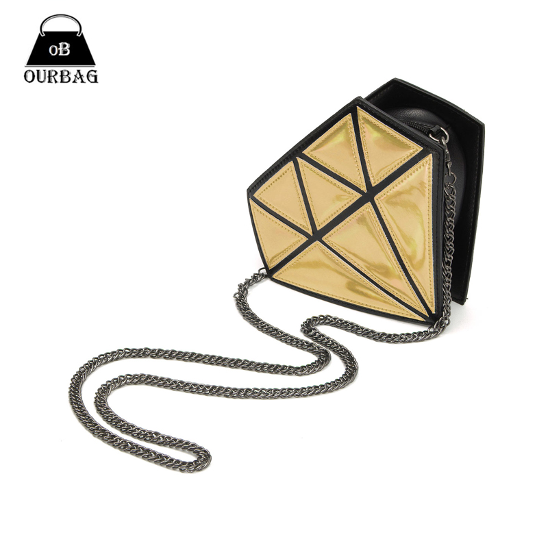 3D Damen Tasche Diamant Form Kleine Schulter Kette Dame Mädchen Messenger Umhängetasche Patchwork Tote Abend