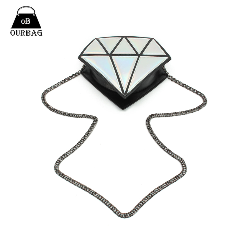3D Damen Tasche Diamant Form Kleine Schulter Kette Dame Mädchen Messenger Umhängetasche Patchwork Tote Abend