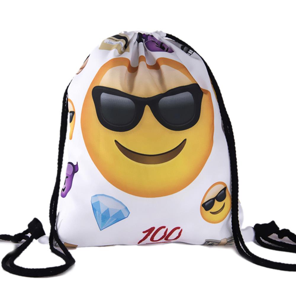 Tasche Damen Emoji Rucksack Neue Mode Damen Rucksäcke 3D Druck Kordelzug Beutel Für Herren