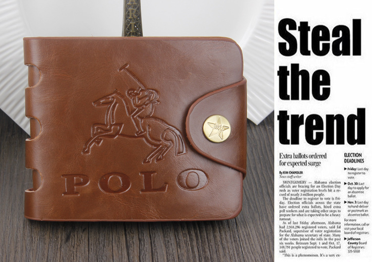 Heiß verkauf! Crazy Horse Haut Herren Brieftaschen Polo Brieftasche Für Herren Designer Marke Geldbörse